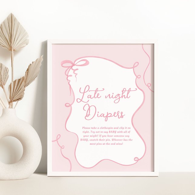 Affiche Pink dainty bow ondulée main dessinée Ne pas dire  (Créateur téléchargé)