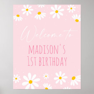 Affiche Pink Daisy Accueil d'anniversaire