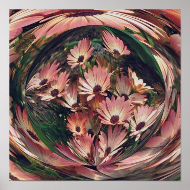 Affiche Pink Daisy Energies Floral Art Abstrait (Devant)