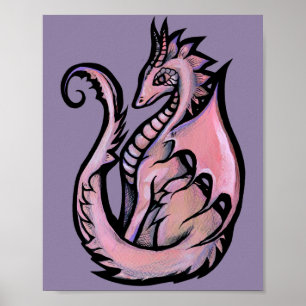 Affiche Pink Dragon Art dragons mignons design geek fille