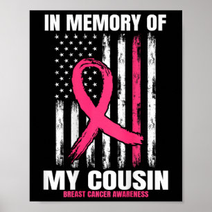 Affiche Pink En Mémoire De Cousin Cancer Du Sein Drapeau G