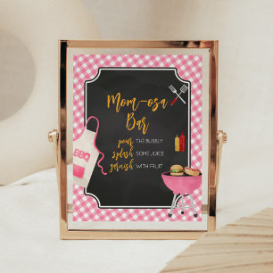 Affiche Pink En vichy Baby shower barbecue Maman Osa Bar