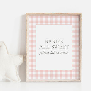 Affiche Pink En vichy Baby shower Les bébés sont Sweet Sig