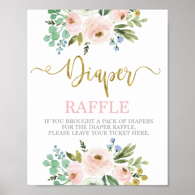 Affiche Pink et verdure clair Diaper Raffle signe (Devant)