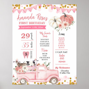 Affiche Pink Farm Citrouille Camion Voyage d'anniversaire