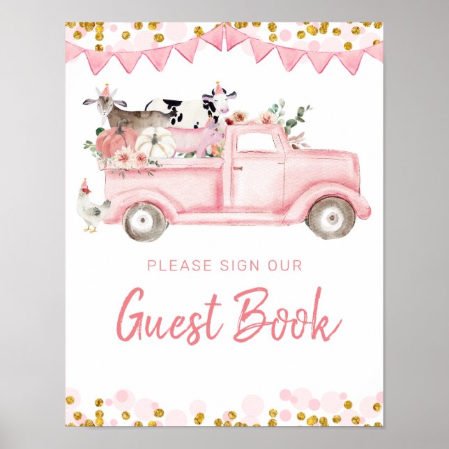 Affiche Pink Farm Truck Citrouille Drive Par Livre D'Invit (Devant)