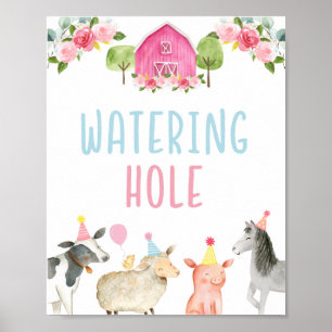 Affiche Pink Farm Waters Hole Signal d'anniversaire