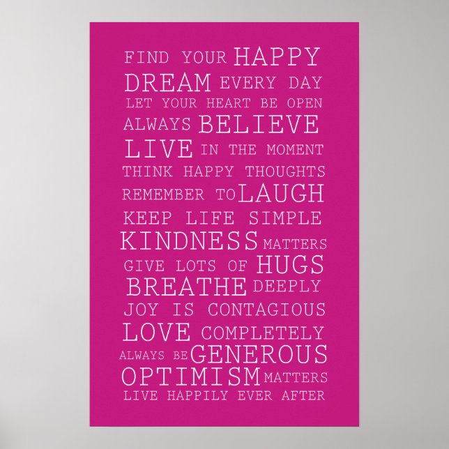 Affiche Pink Find Your Happy Inspirational Quotes (Devant)