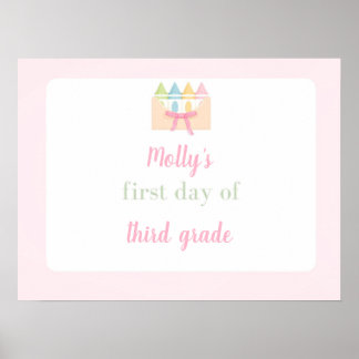 Affiche pink first day of school sign