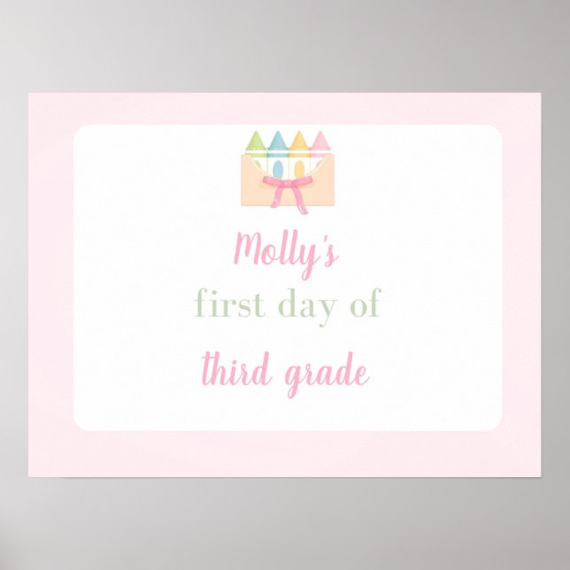 Affiche pink first day of school sign (Devant)
