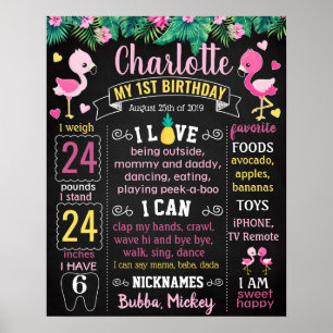 Affiche Pink Flamant rose Anniversaire de fête