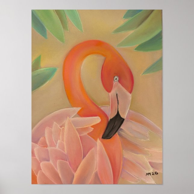 Affiche Pink Flamingo Art Print | Tropical Wall Decor (Devant)