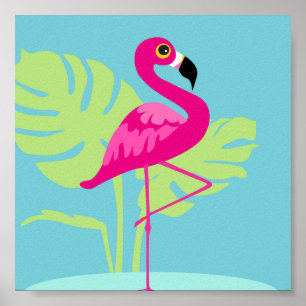 Affiche Pink flamingo tropical