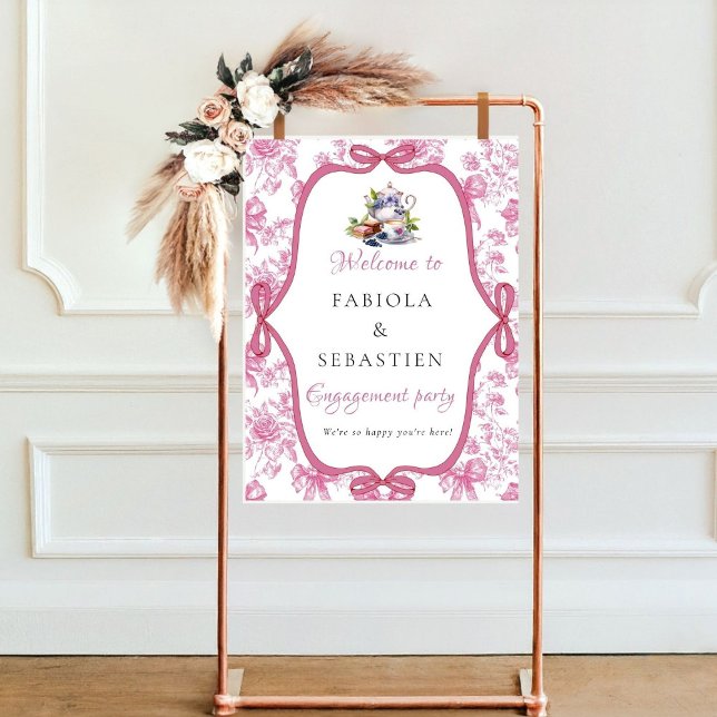 Affiche Pink Fleur sauvage Tea Engagement Party Panneau de (Créateur téléchargé)