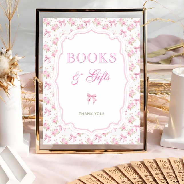 Affiche Pink Floral Bow Low Shack Livres et Cadeaux (Créateur téléchargé)