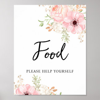 Affiche Pink Floral Food Baby Shower