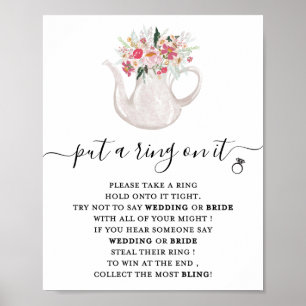 Affiche Pink Floral Mettez une bague sur la Fête des marié