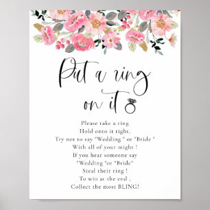 Affiche Pink Floral Mettez une bague sur la Fête des marié