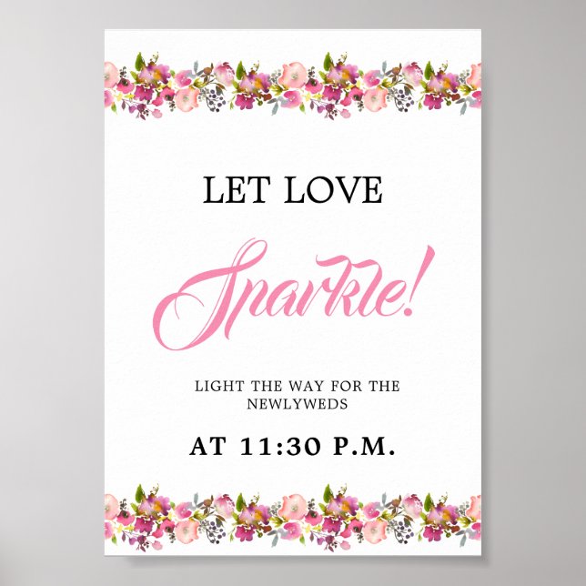 Affiche Pink Floral Sparkle Envoyer l'affiche (Devant)