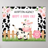 Pink Floral Vache Calf Pet Adoption Signal d'anniv