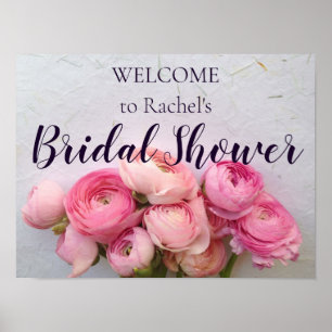 Affiche Pink flowers on handmade paper