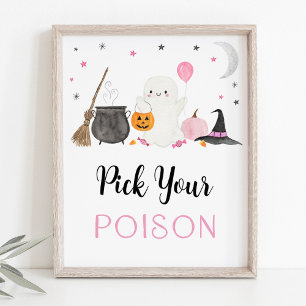 Affiche Pink Ghost Halloween Choisissez votre poison Boiss