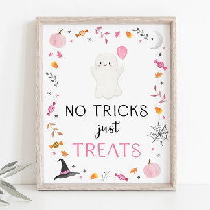 Affiche Pink Ghost Halloween Pas de Trucs Juste Traite Sig