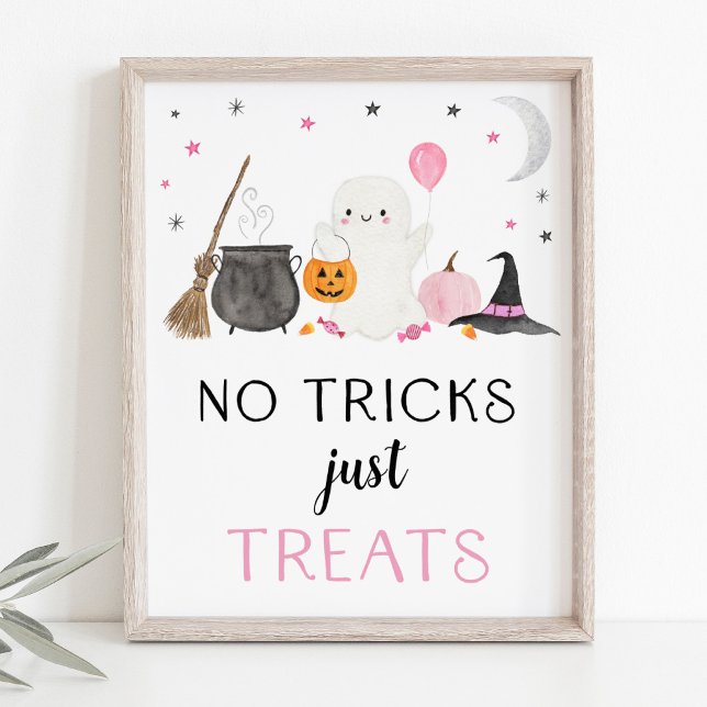 Affiche Pink Ghost Halloween Pas de Trucs Juste Traite Sig (Créateur téléchargé)