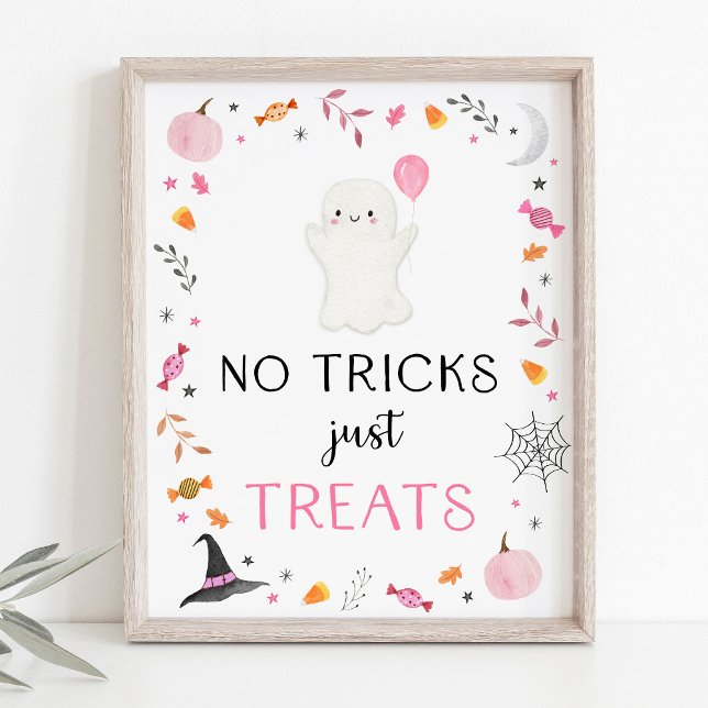Affiche Pink Ghost Halloween Pas de Trucs Juste Traite Sig (Créateur téléchargé)