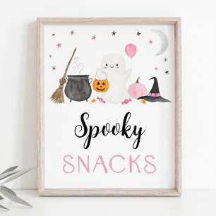 Affiche Pink Ghost Halloween Snacks Éffrayants