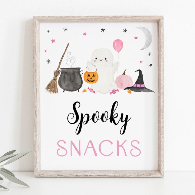Affiche Pink Ghost Halloween Snacks Éffrayants (Créateur téléchargé)