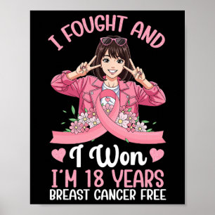 Affiche Pink Girl I Fought Et I Won I'm 18 Years Breast C