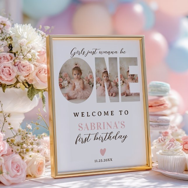 Affiche Pink Girls be One Photo First Birthday Welcome (Pink Girls be One Photo First Birthday Welcome Poster)