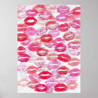 Affiche Pink Girly Kisses