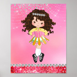 Affiche Pink Glam Irish Dance Brunette Girl