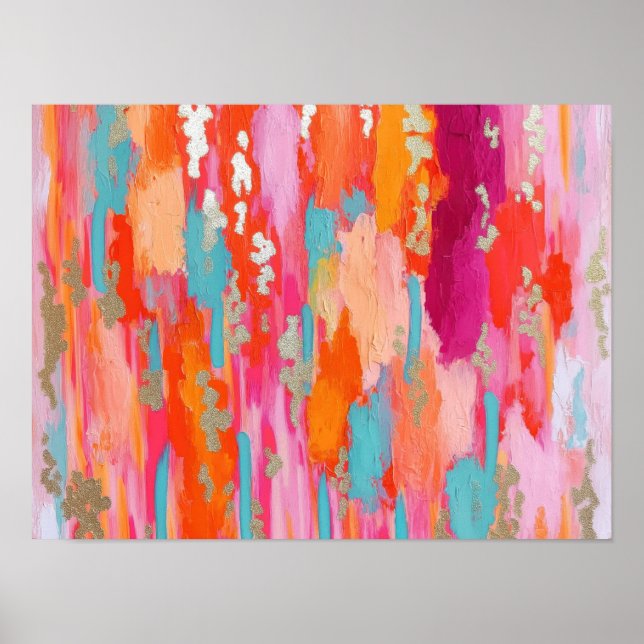 Affiche Pink Gold Abstract Preppy Dorm Decor (Devant)