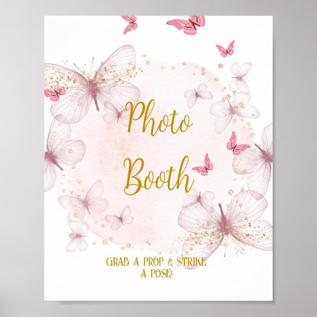Affiche Pink & Gold Anniversaire de la photo Booth Table S (Devant)
