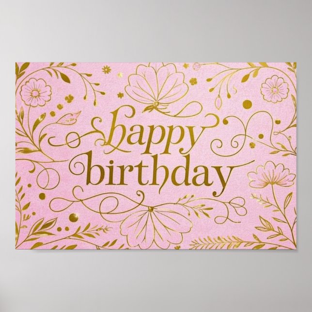 Affiche Pink Gold anniversaire luxueux élégant extravagant (Devant)