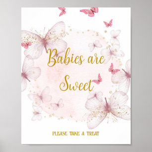 Affiche Pink & Gold Birthday Baby are Sweet Table Sign