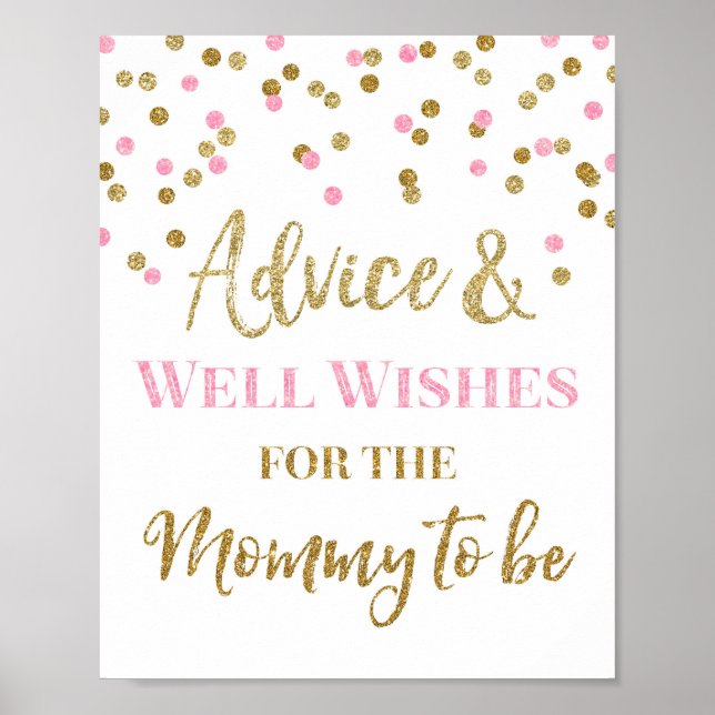 Affiche Pink Gold Confetti Conseils pour Maman pour être G (Devant)