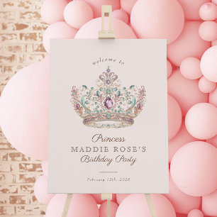 Affiche Pink Gold Princess Crown Fairytale Signal d'annive