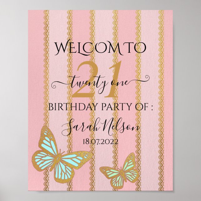 Affiche Pink Gold Stripes et Bufly (Devant)