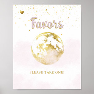 Affiche Pink Gold sur la lune favorise le Baby shower sign