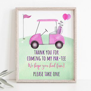Affiche Pink Golf First Birthday Par tee Favor Sign