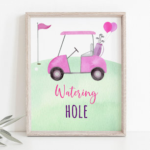Affiche Pink Golf Waters Hole Signal d'anniversaire