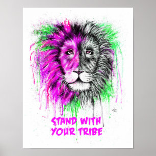 Affiche Pink & Green avec l'affiche texte - Lion Imprimer!