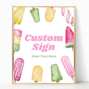 Affiche Pink Green Jaune Popsicle Party Panneau personnali