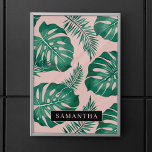 Affiche Pink & Green Palm Feuille Motif & nom<br><div class="desc">Le Tropical Pink & Green Palm Feuille motif est un design dynamique et animé qui intègre des éléments de la nature et une esthétique tropicale. La motif présente des feuilles de palmiers luxuriants dans les tons rose et vert, créant un contraste saisissant et une apparence globale attrayante.Globalement, le motif Feuille...</div>
