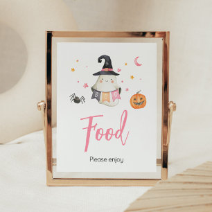 Affiche Pink Halloween Ghost Little Boot Baby shower Nourr