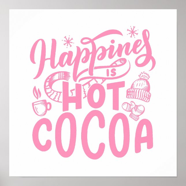 Affiche Pink Happiness est Hot Cocaca Typographie Holiday (Devant)